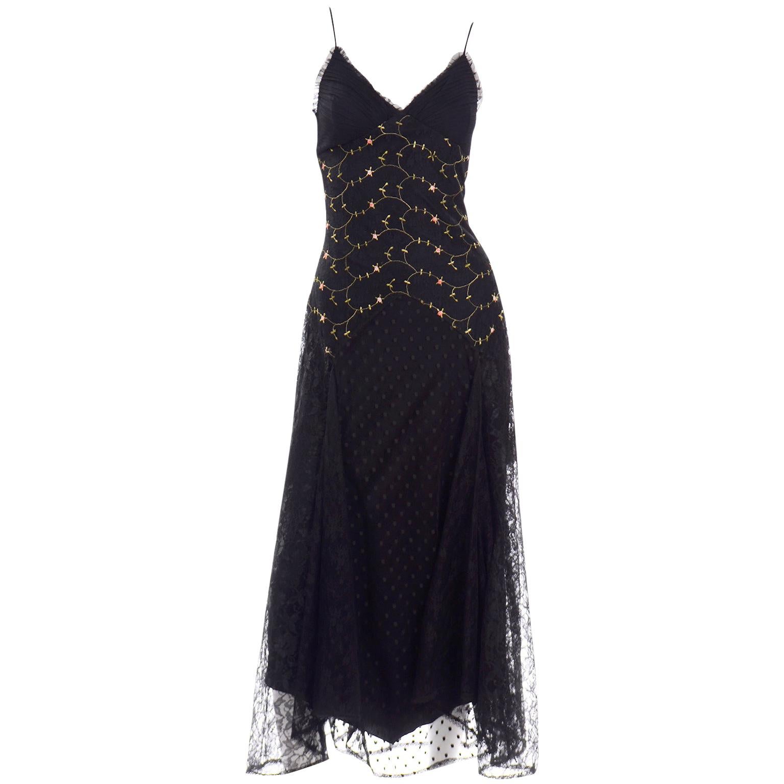 Black Dot Lace Vintage Evening Dress ...